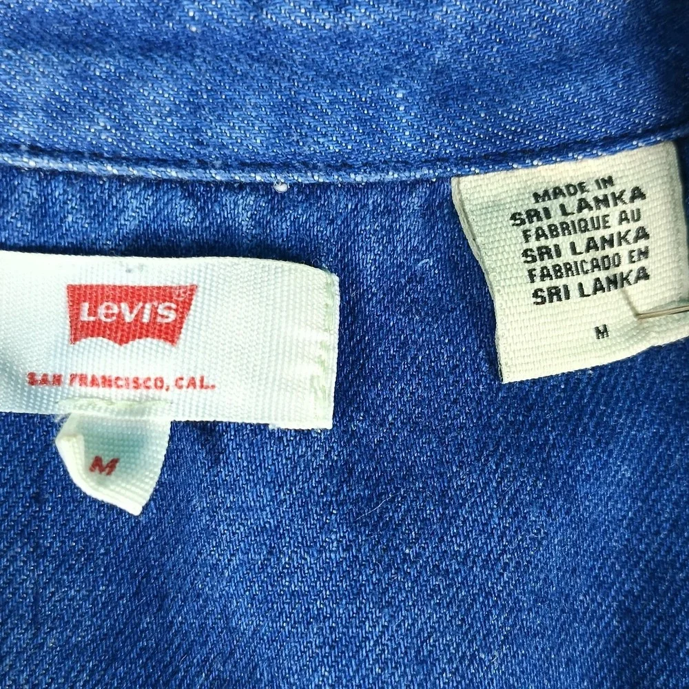 Levis Denim Jumpsuit Women Medium Blue Zip Front Tie Waist Utility Coveralls - Picture 2 of 13